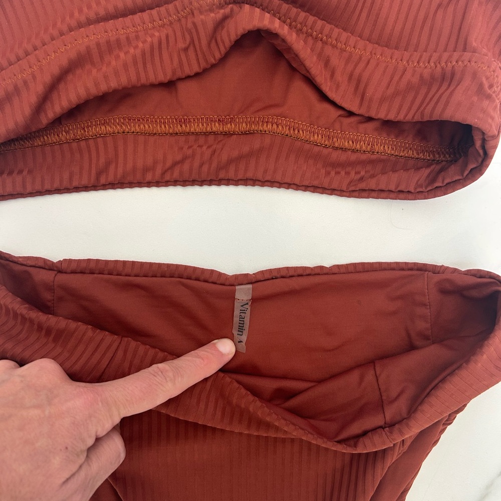 Vitamin A Ribbed Scoop Bikini Top & High Waisted Bottoms - Sienna - Picture 7 of 7